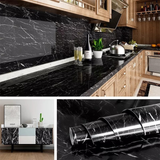 Black Marble Kitchen Sheet – White Vein Design (6.5 ft × 2 ft | 2 Meter Roll) - Avira Official Store 