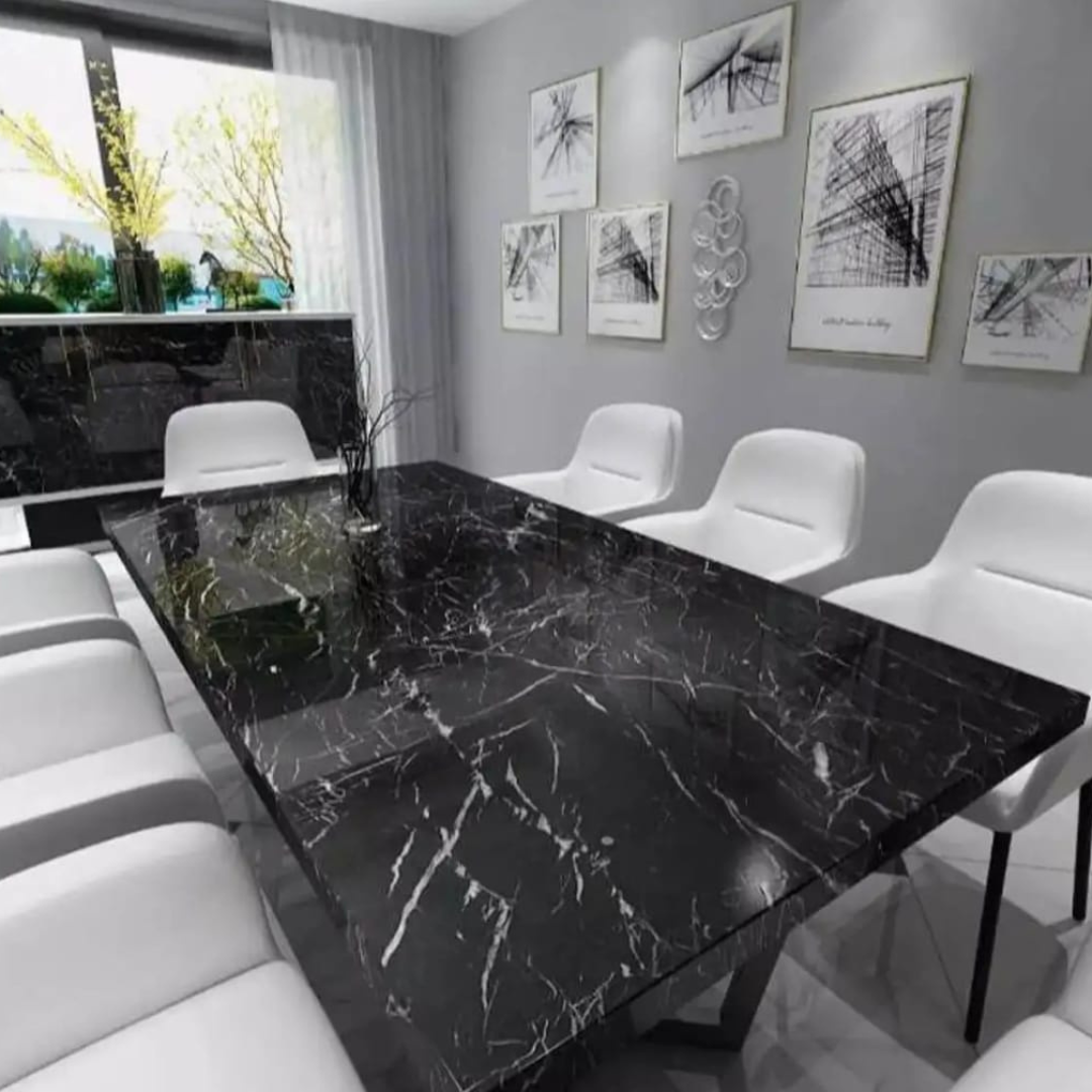 Black Marble Kitchen Sheet – White Vein Design (6.5 ft × 2 ft | 2 Meter Roll) - Avira Official Store 