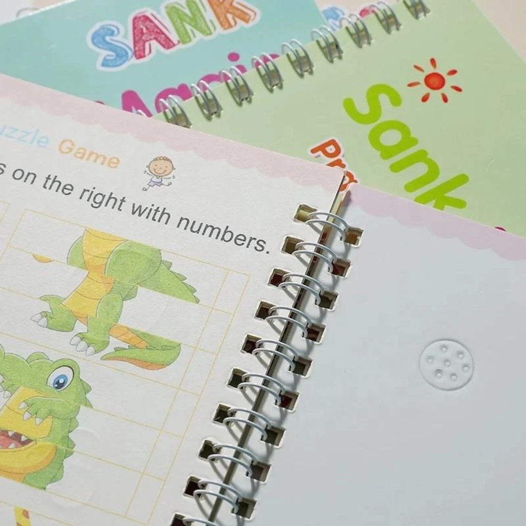 Sank Magic Practice Copy book (4 Books + Magic Pen & 10 Ink Refills) - Avira Official Store 